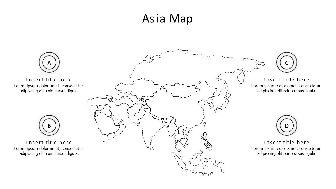 4 points outline Asia infographic