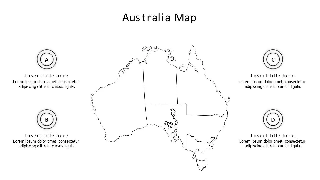 4 points outline Australia Map infographic