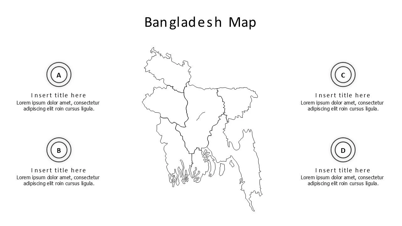 4 points outline Bangladesh map infographic