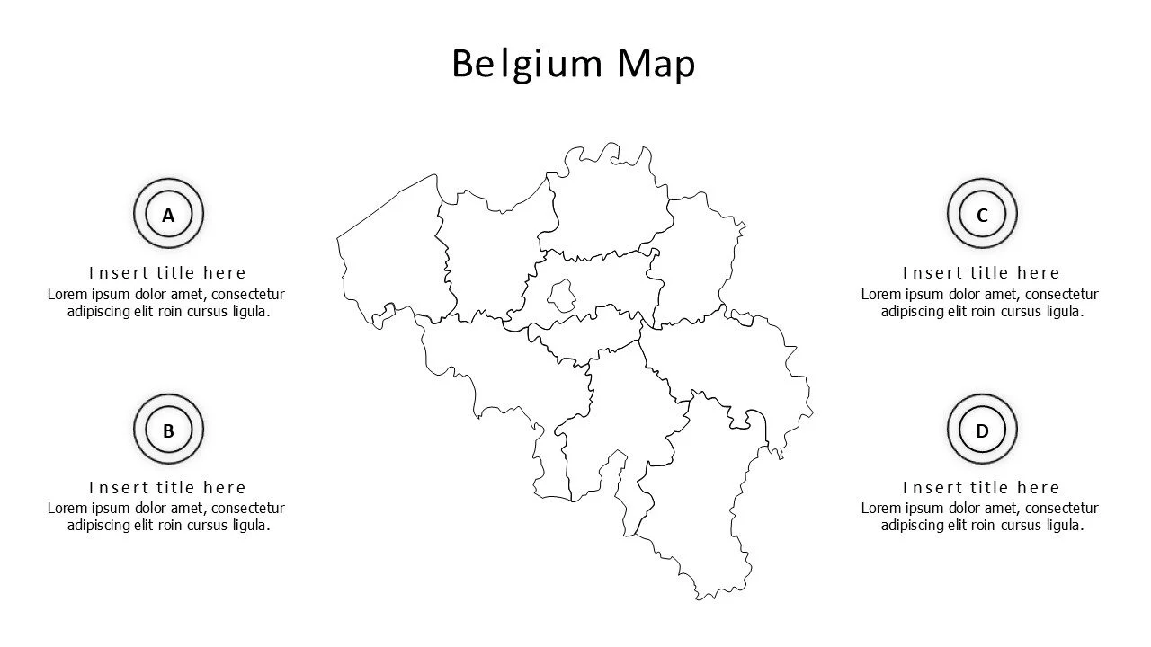 4 points outline Belgium map infographic