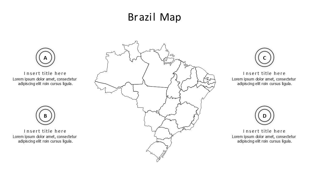 4 points outline Brazil map infographic