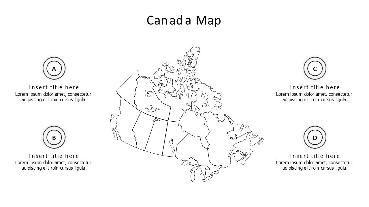 4 points outline Canada map infographic