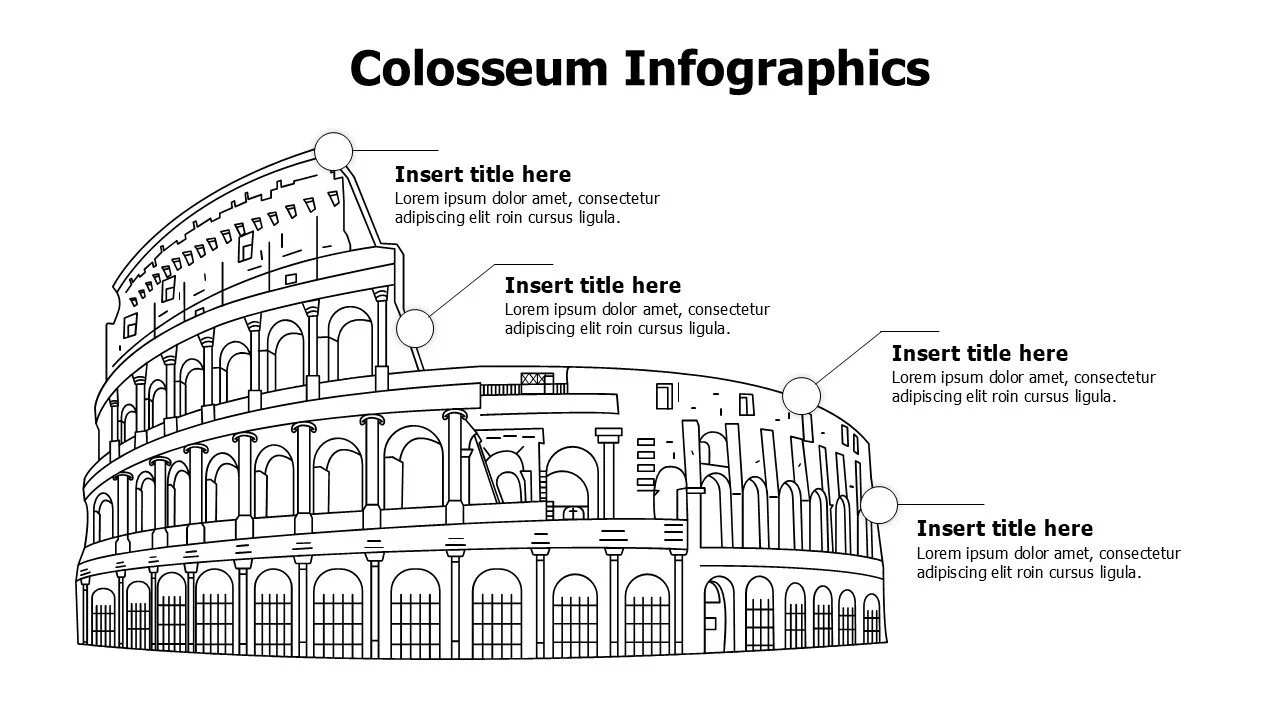 4 points outline Colosseum infographic