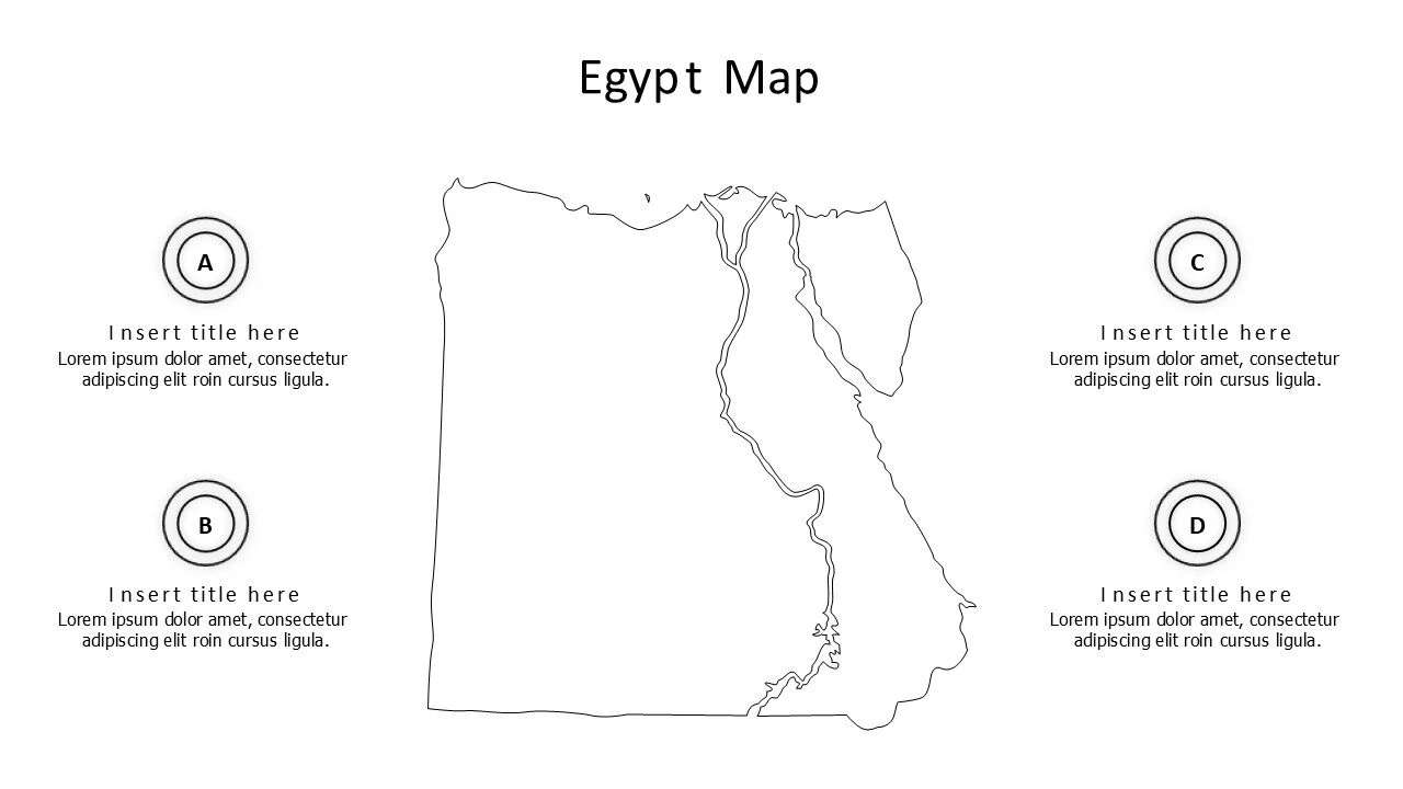 4 points outline Egypt map infographic
