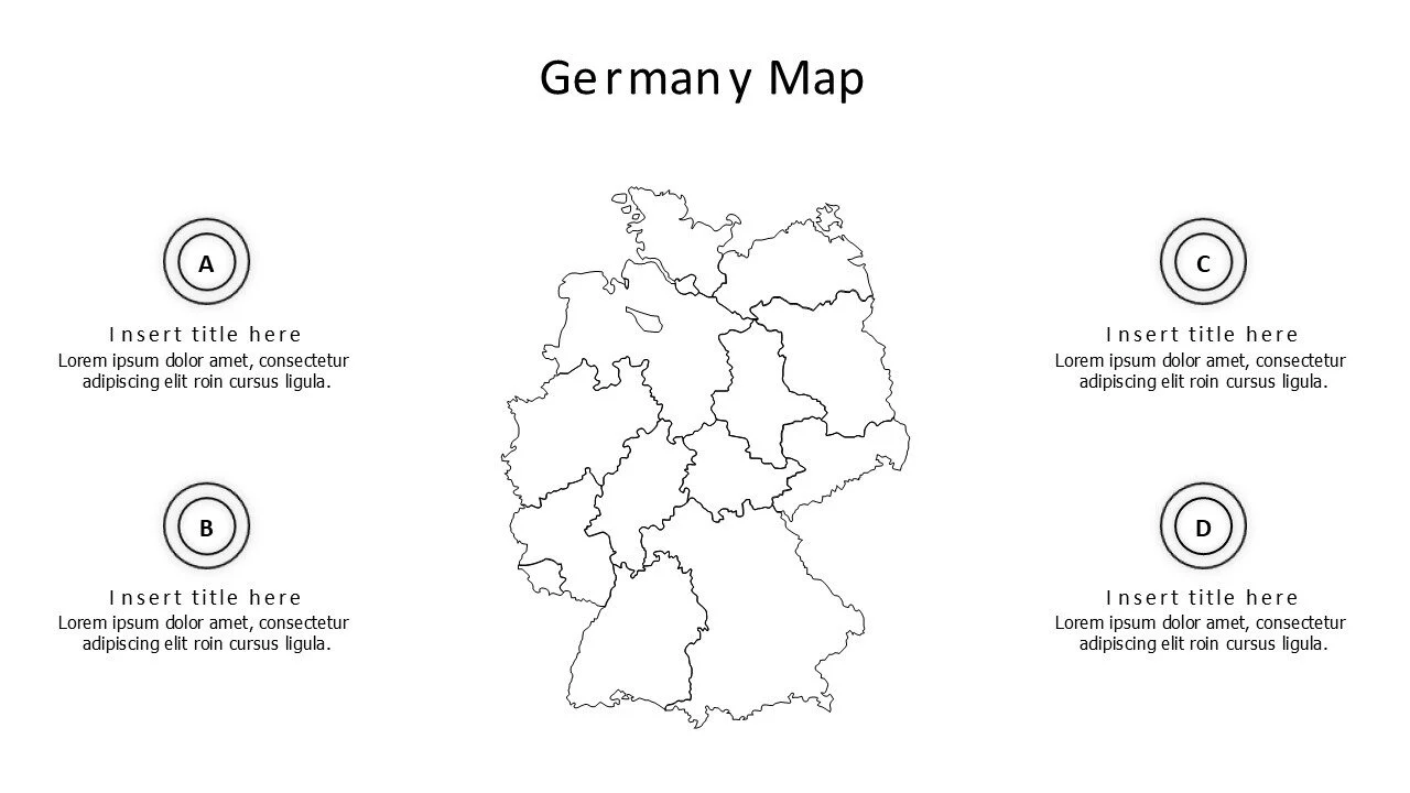 4 points outline Germany map infographic