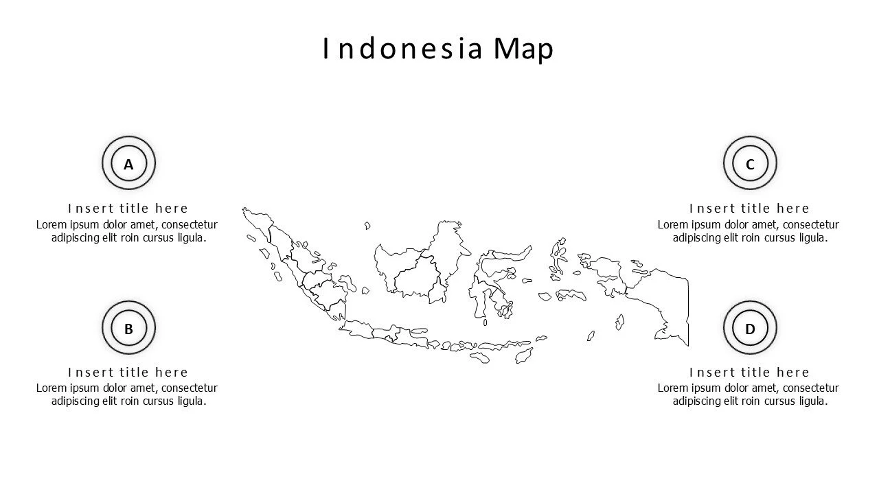 4 points outline Indonesia map infographic