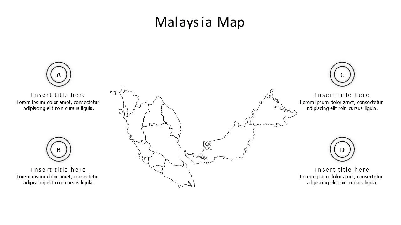 4 points outline Malaysia map infographic