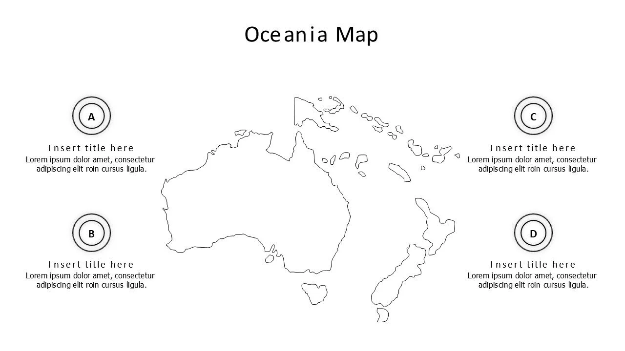 4 points outline Oceania map infographic