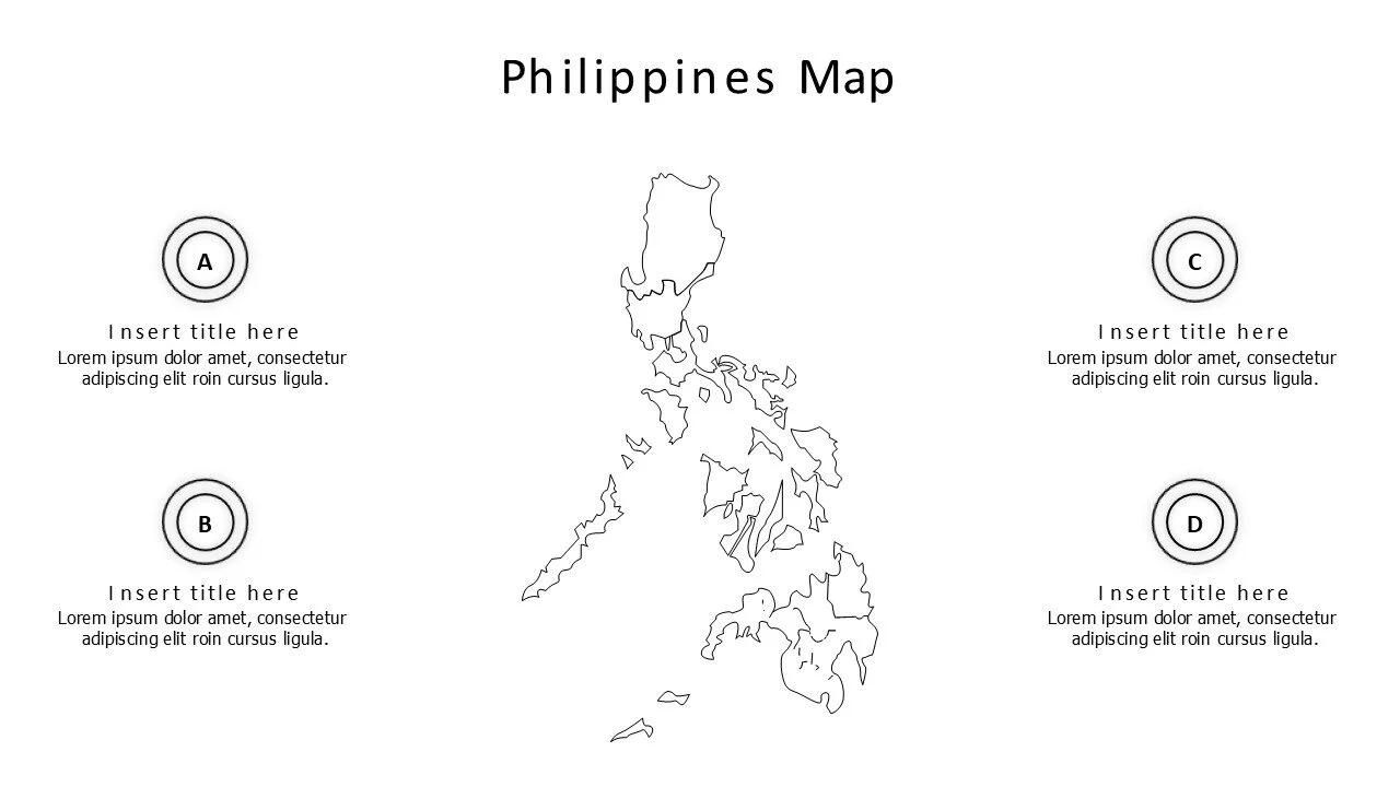 4 points outline Philippines map infographic