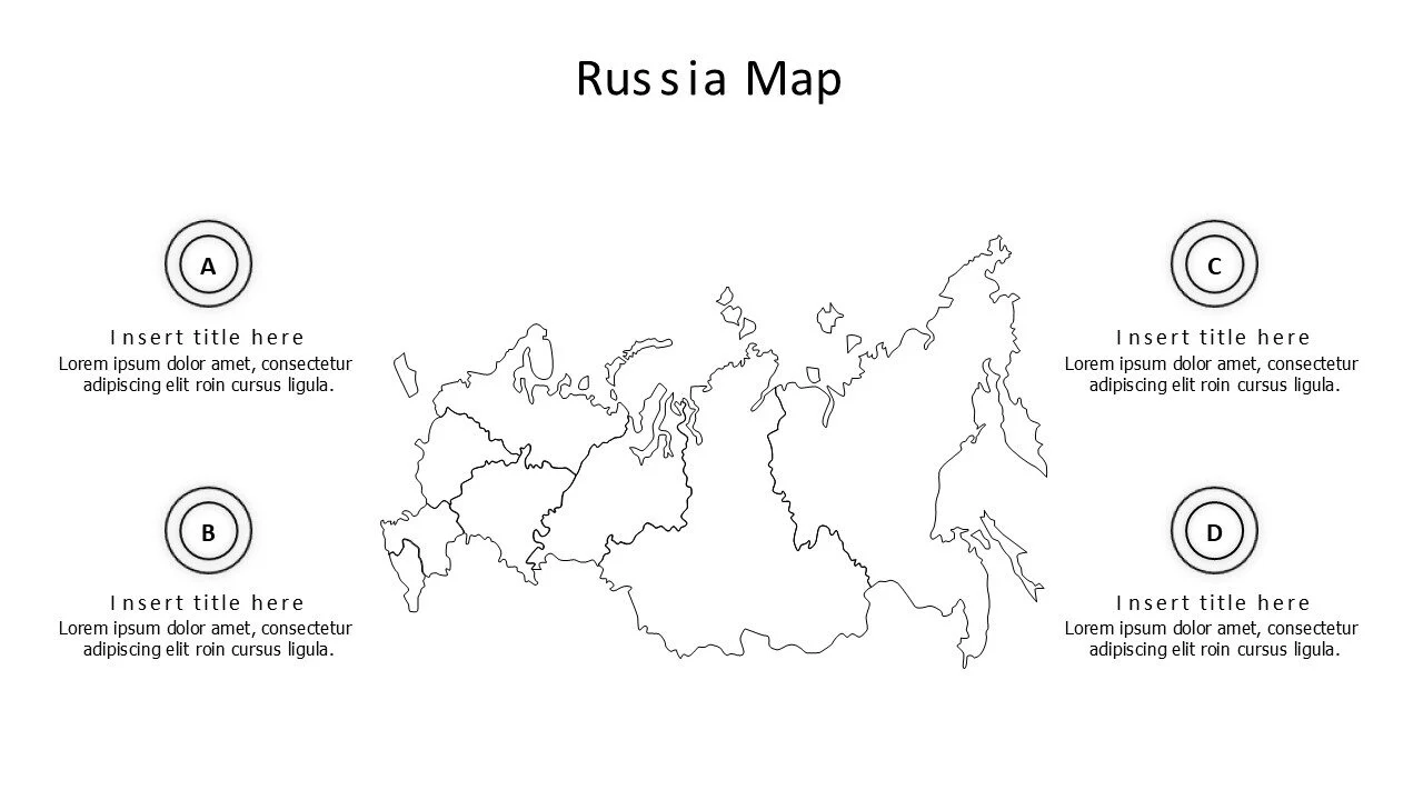 4 points outline Russia map infographic