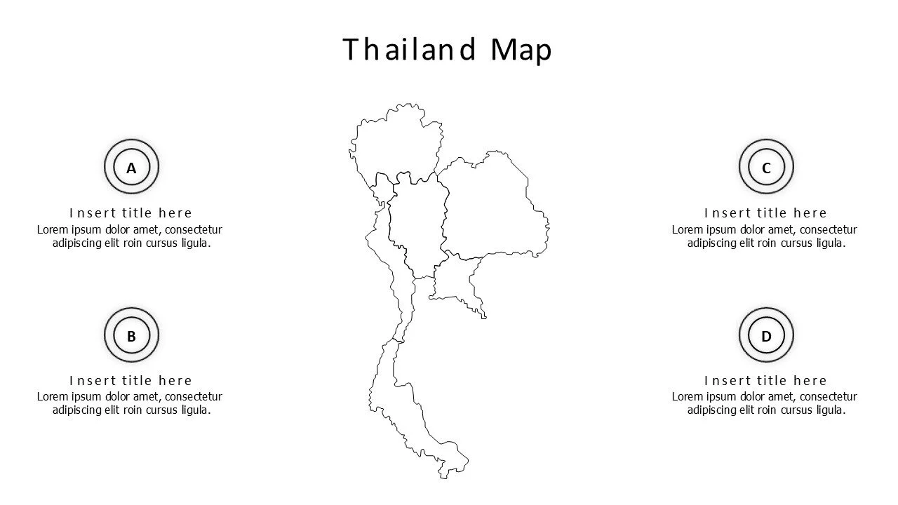 4 points outline Thailand map infographic