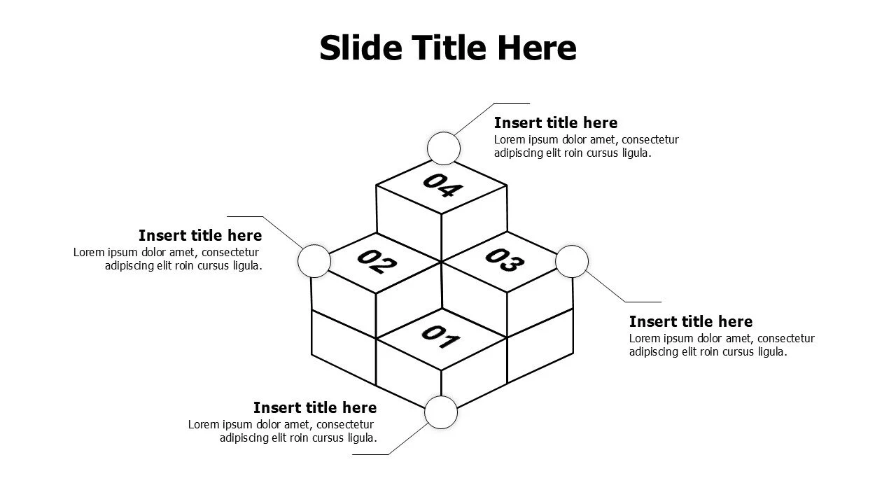 4 points outline building cubes infographic