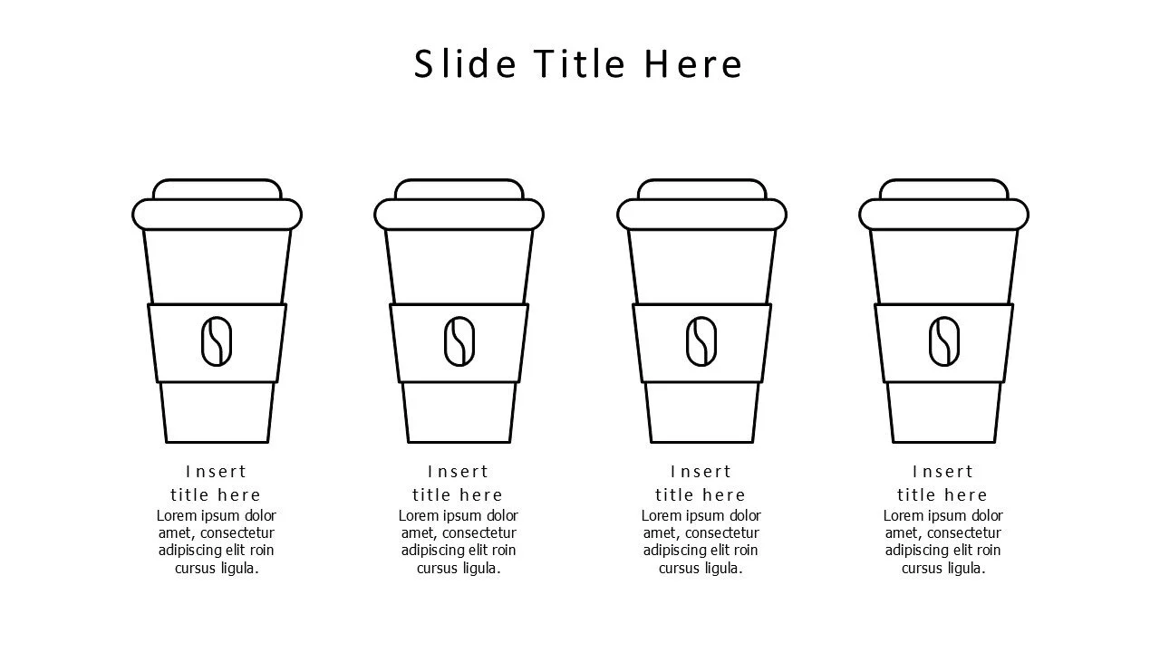4 points outline coffee cups infographic