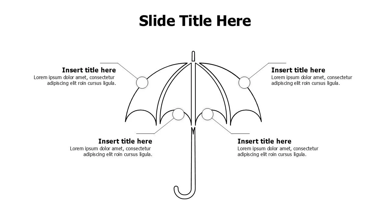 4 points outline divided umbrella infographic