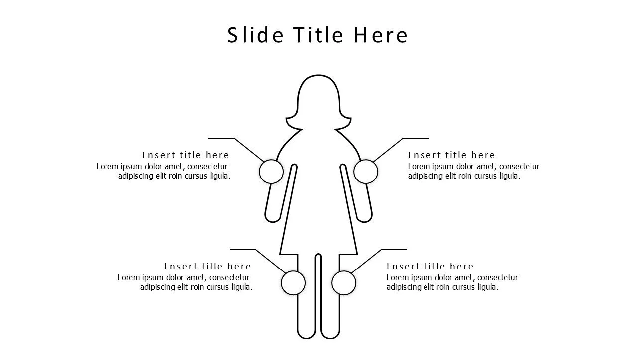 4 points outline female infographic