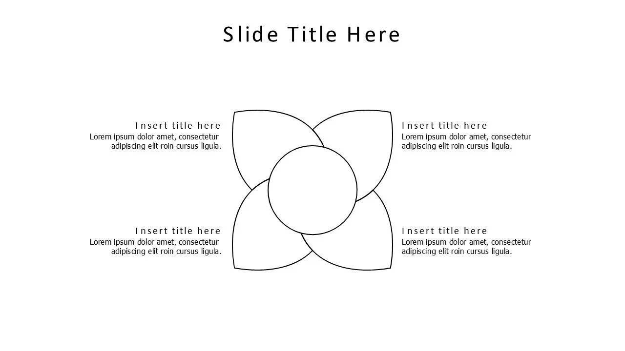 4 points outline flower infographic