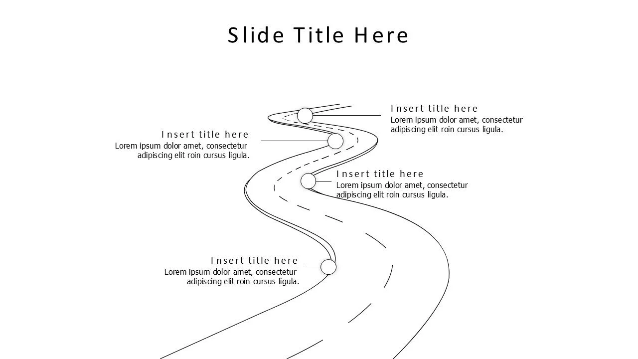 4 points outline horizontal roadmap infographic