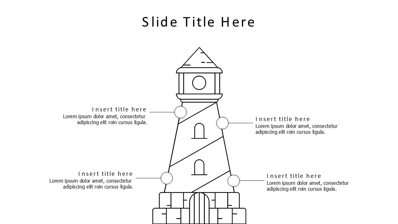 4 points outline light house infographic