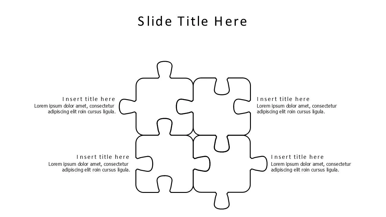 4 points outline puzzle infographic