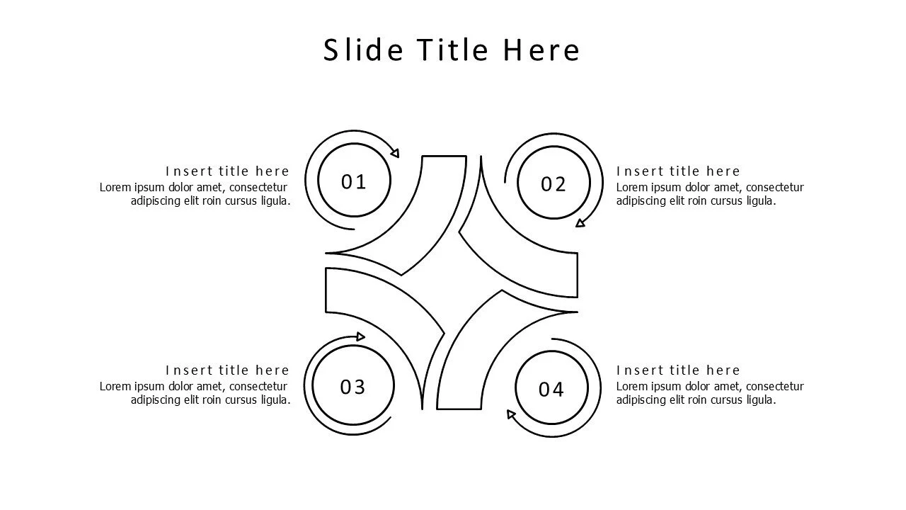 4 points outline shape with circles infographic