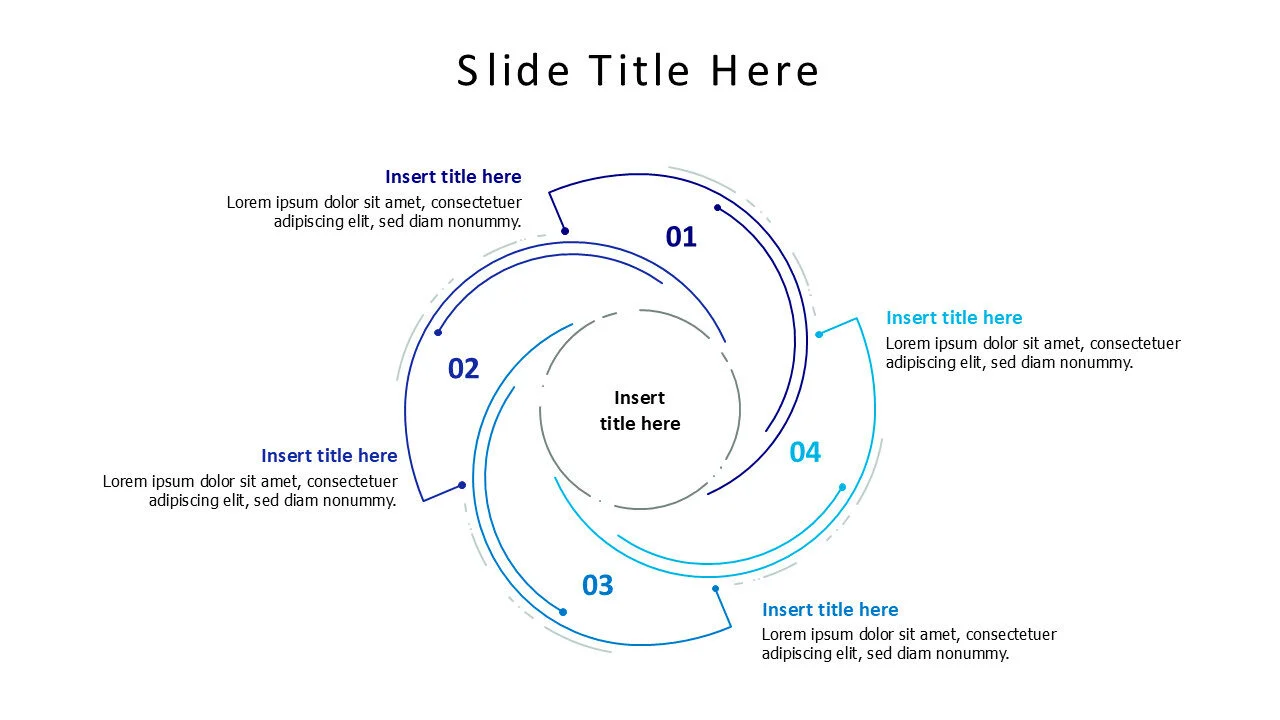 4 points outline shapes around a circle infographic