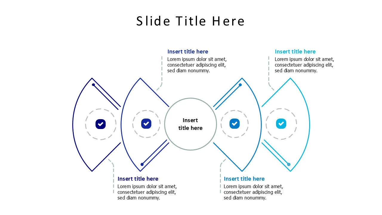 4 points outline shapes from a circle infographic with icons