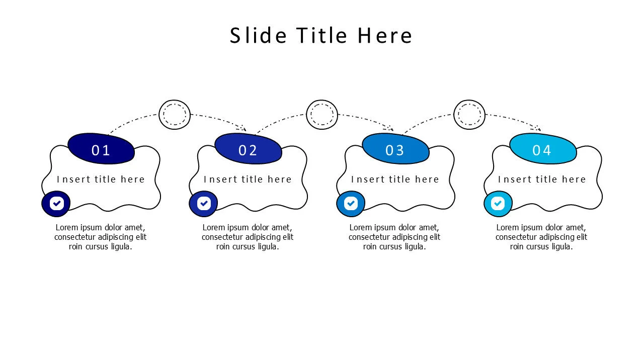 4 points outline shapes with numbers and icons infographic