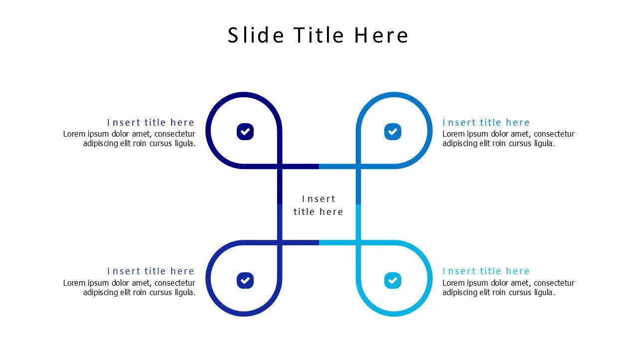 4 points outline square shapes infographic