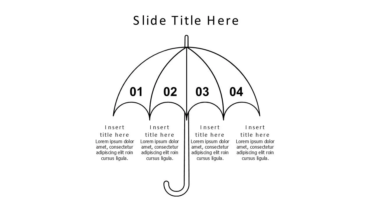 4 points outline umbrella infographic