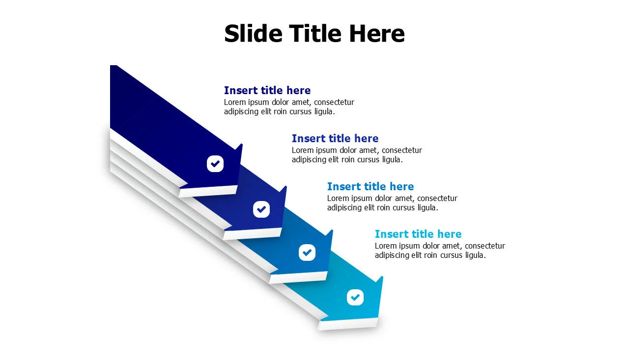 4 points overlayed 3D arrows infographic