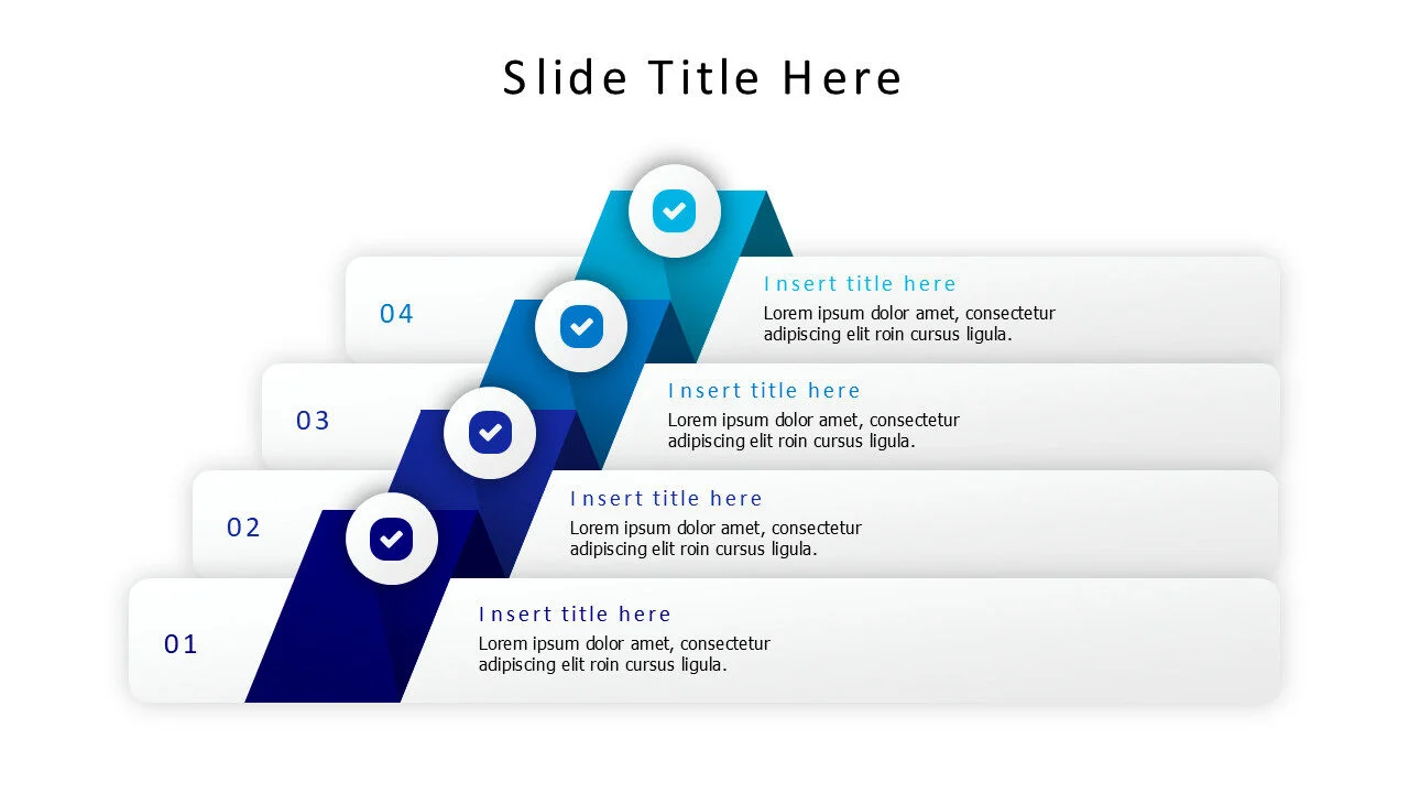 4 points overlayed blocks with icons and numbering infographic