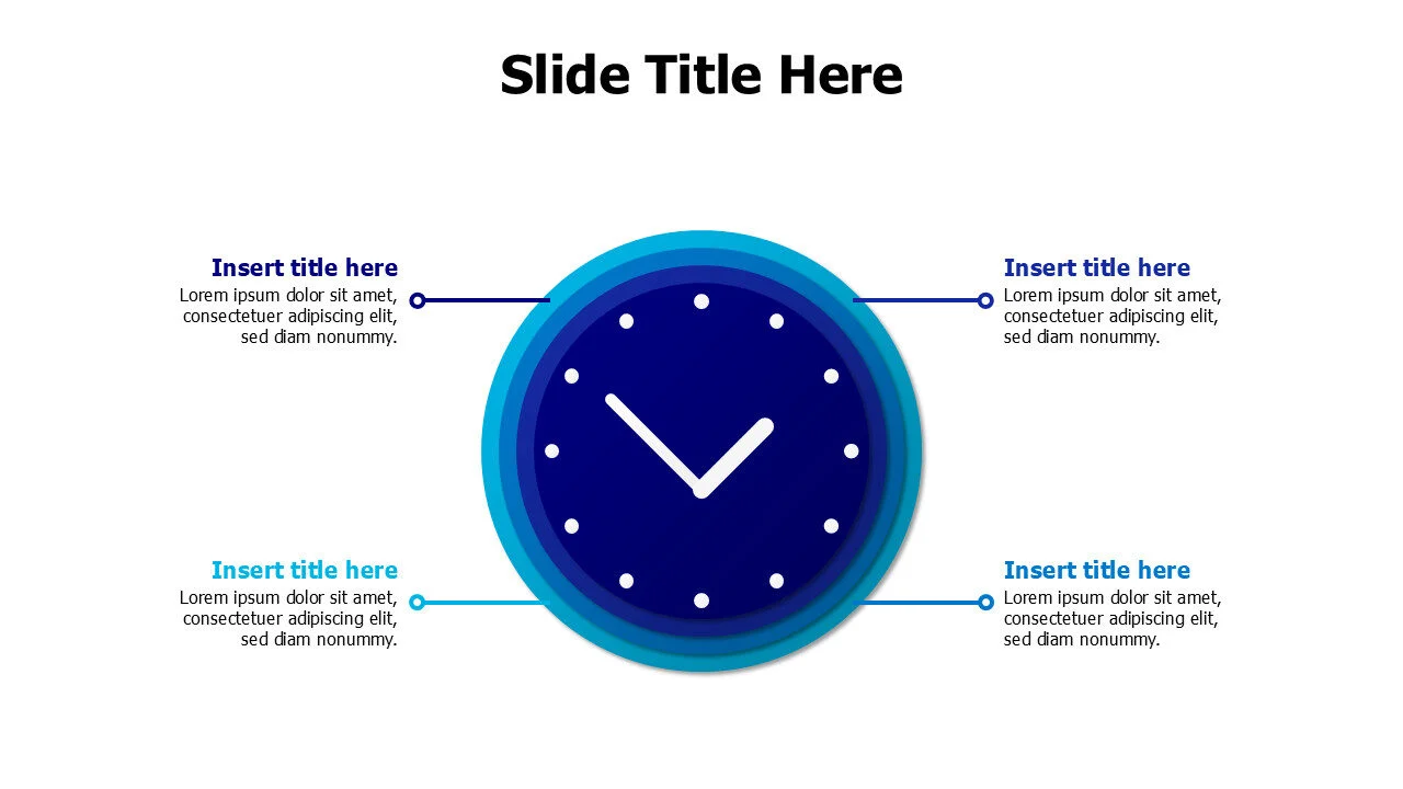 4 points overlayed circles clock infographic
