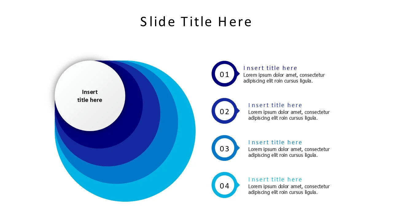 4 points overlayed circles infographic with numbers