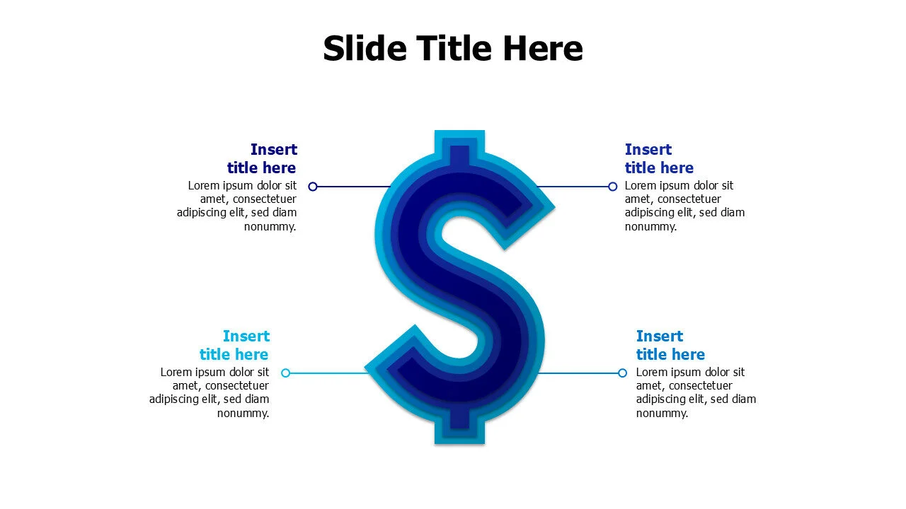 4 points overlayed colored dollar signs infographic