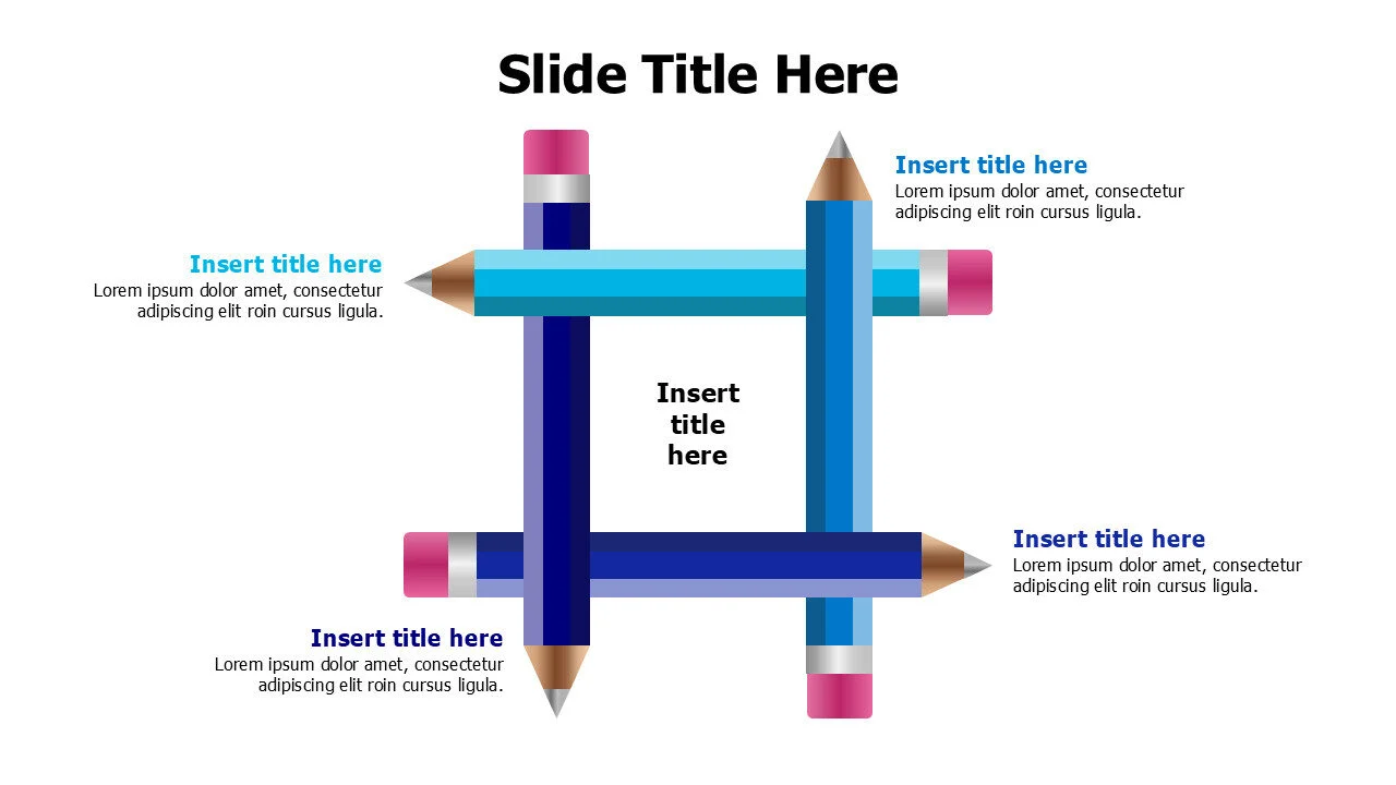 4 points overlayered bencils infographic