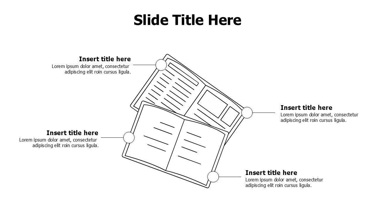 4 points overlayered outline books infographic