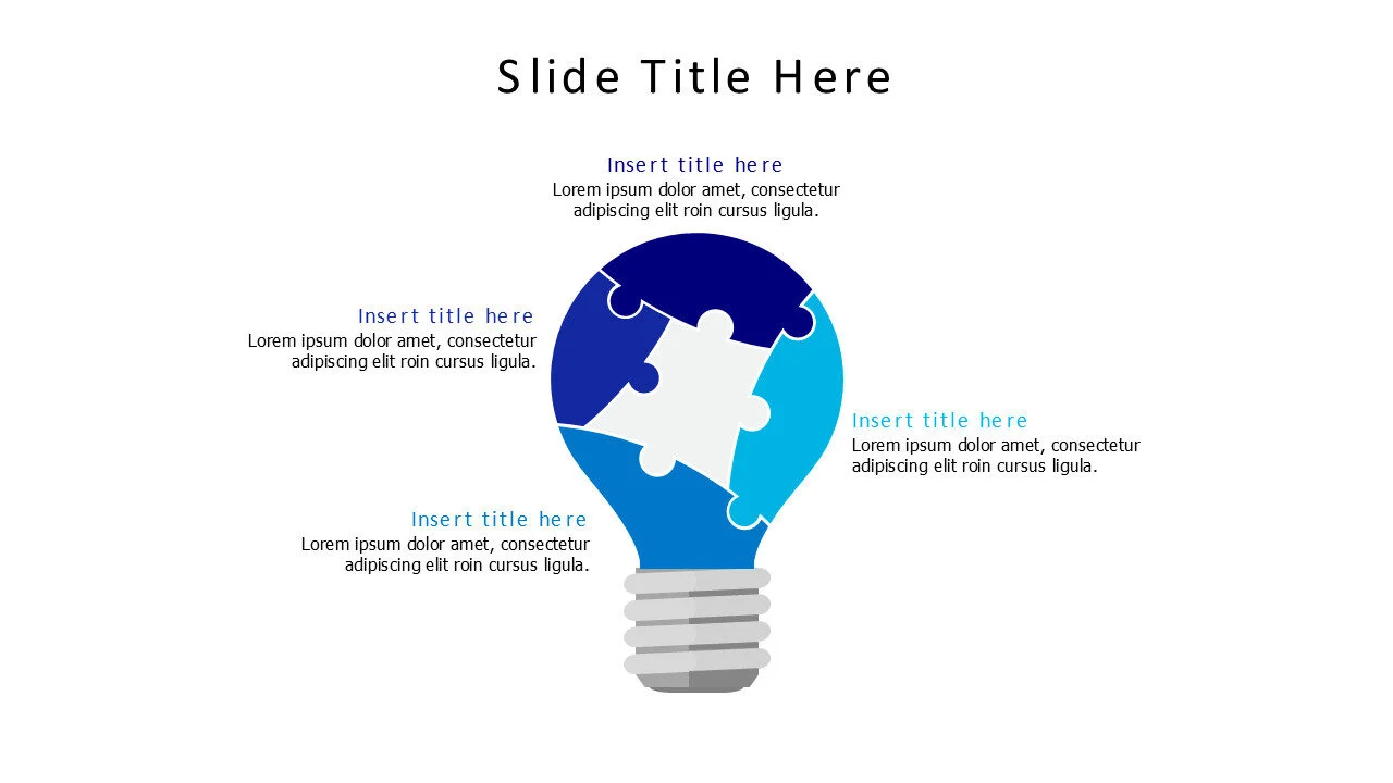 4 points puzzle bulb infographic v1.0