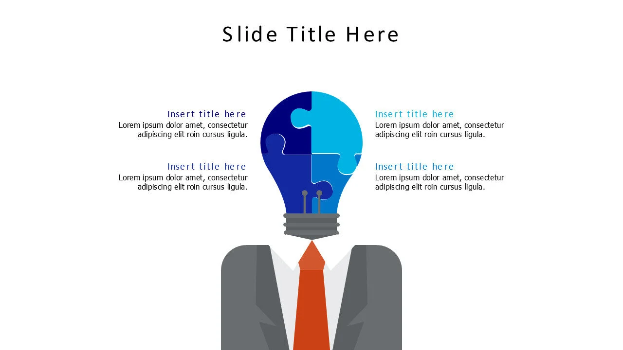 4 points puzzle bulb infographic v2.0