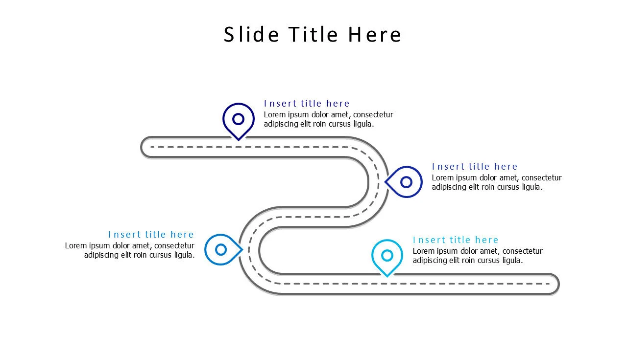 4 points roadmap with location pins infographic