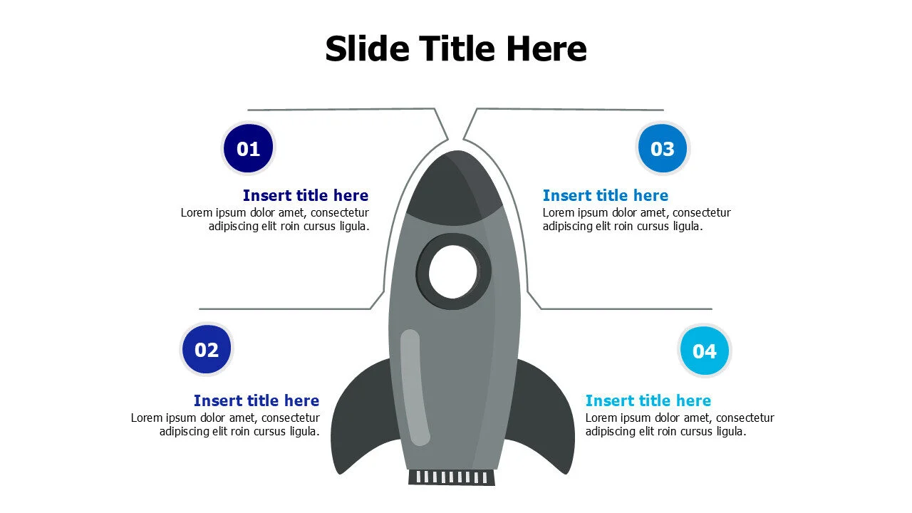 4 points rocket infographic with numbering