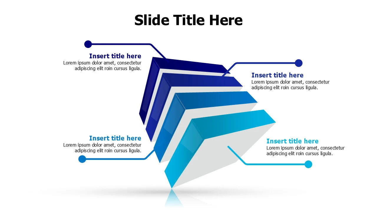 4 points rotated 3D blocks infographic