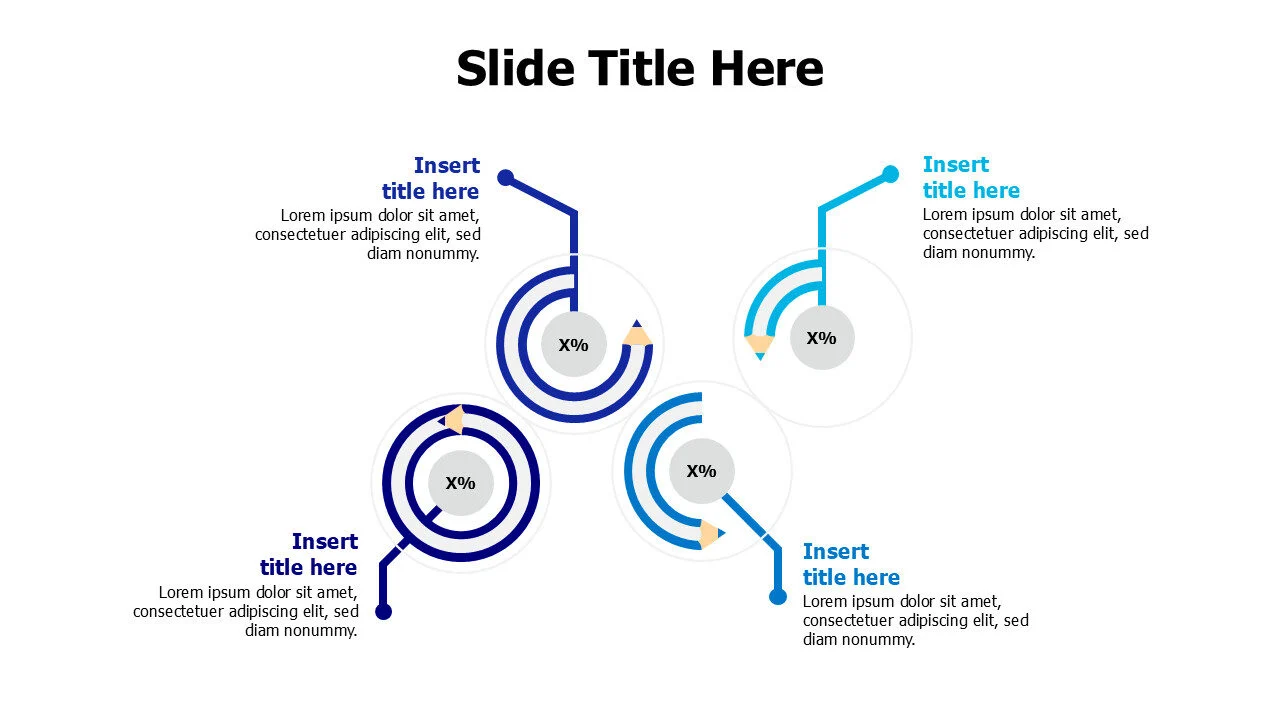 4 points rounded bencils with percentage infographic