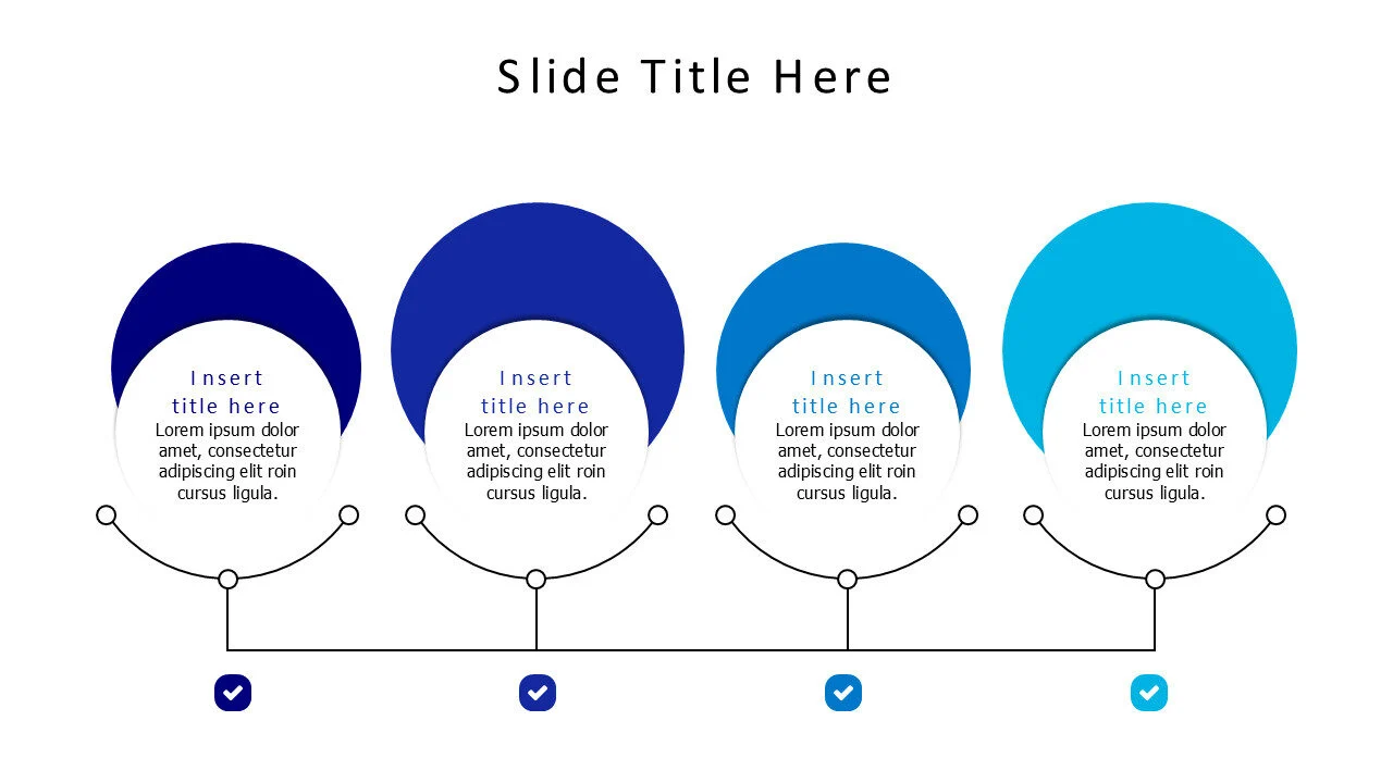 4 points tech lines with circles infographic