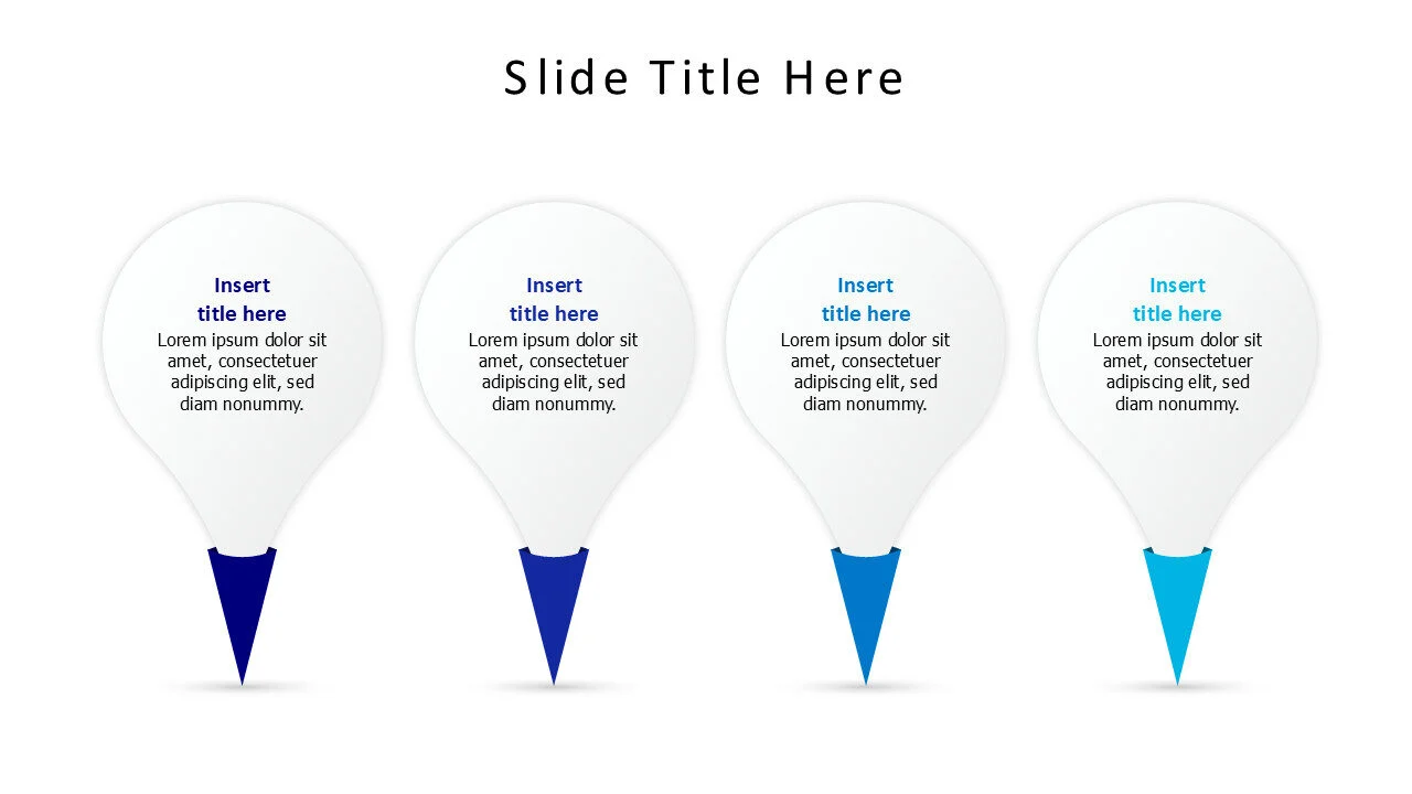 4 points white circles from colored cones infographic