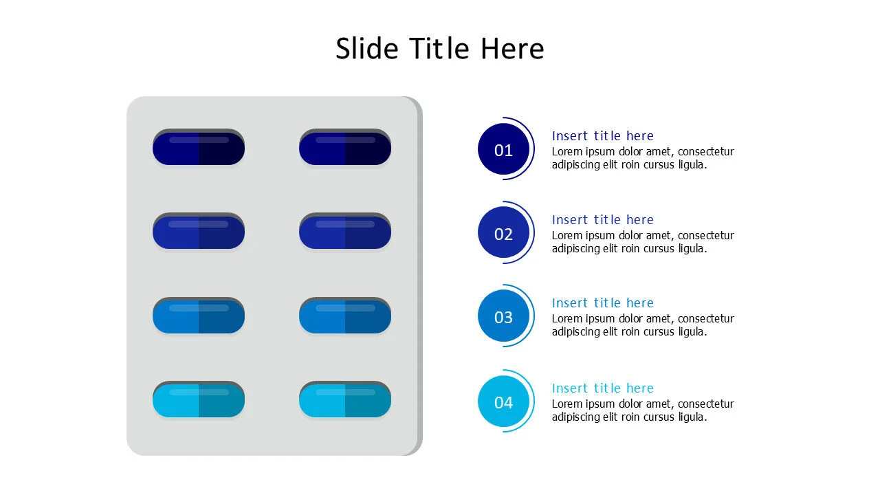 4 points with colored tablets tape infographic