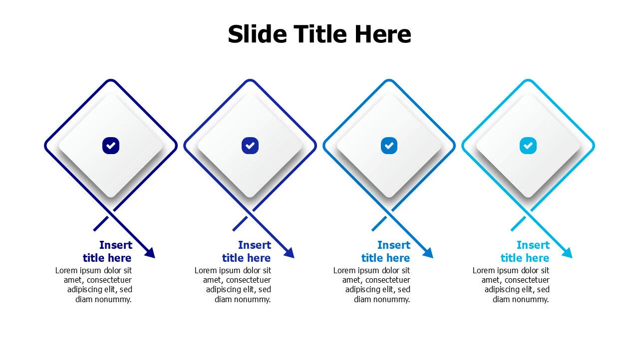 4 rhombuses shabes with arrows infographic