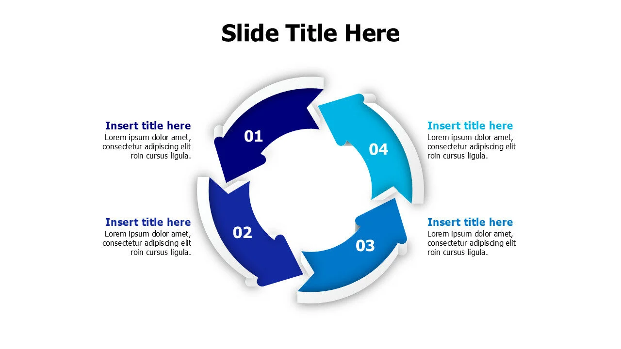 4 rounded 3D colored arrows infographic