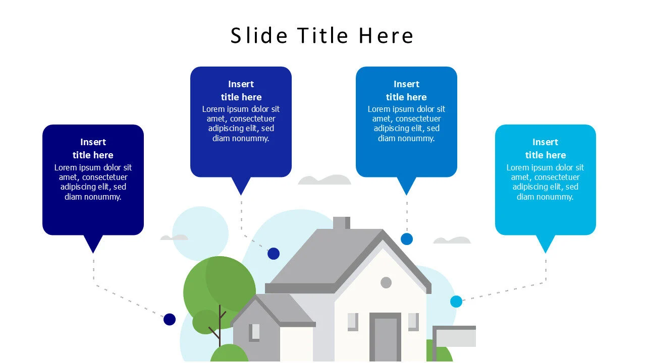 4 speech bubbles from house infographic
