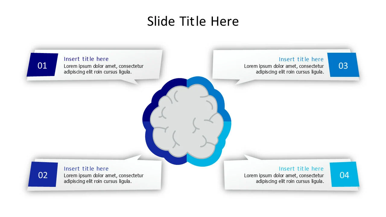 4 speech bubbles out of brain infographic