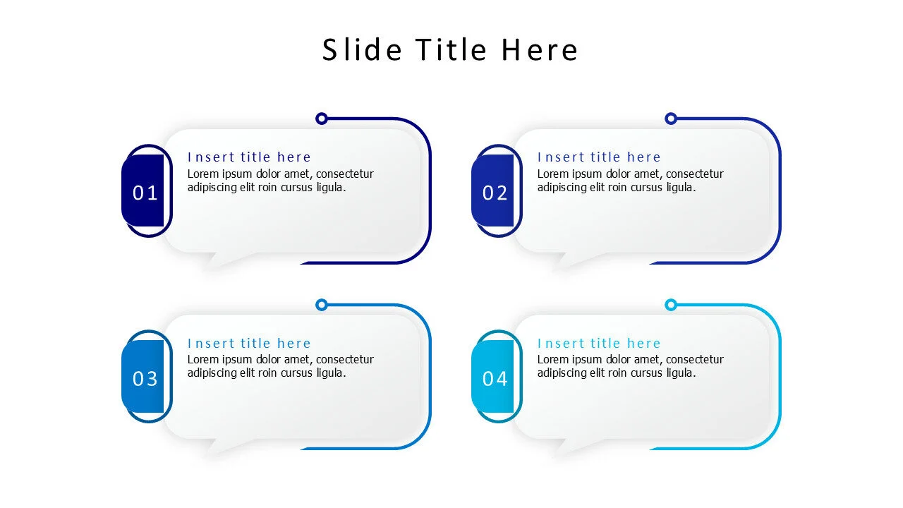 4 speech bubbles with numbers infographic